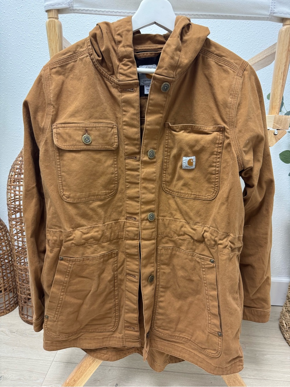 Carhartt Women’s M 8/10 Brown Hooded Canvas Utility Jacket 104291 Workwear